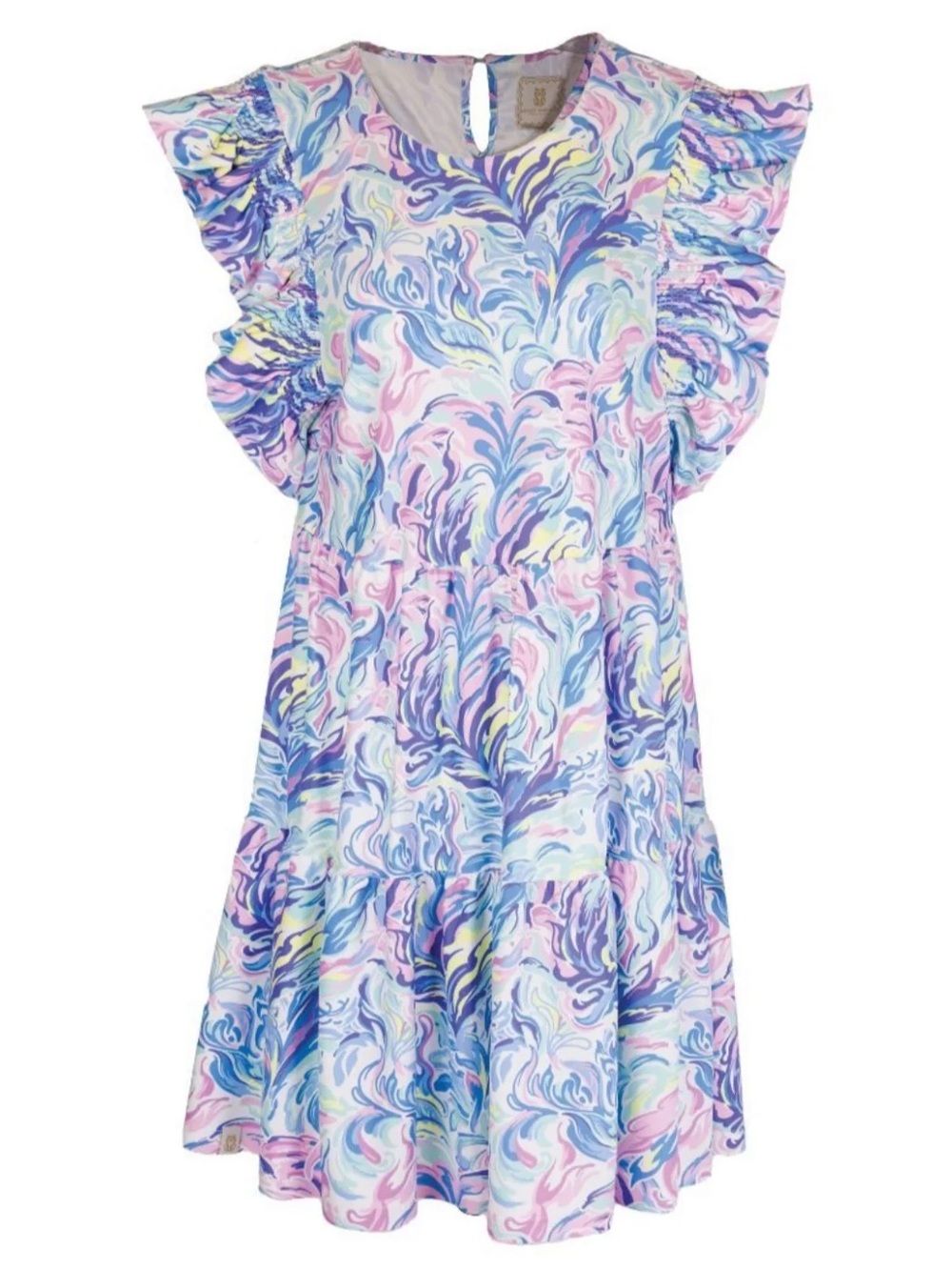 NWT Simply Southern Ruffle Flutter Sleeve Watercolor Tiered Dress